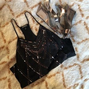 Express Black Sequin Tank Top